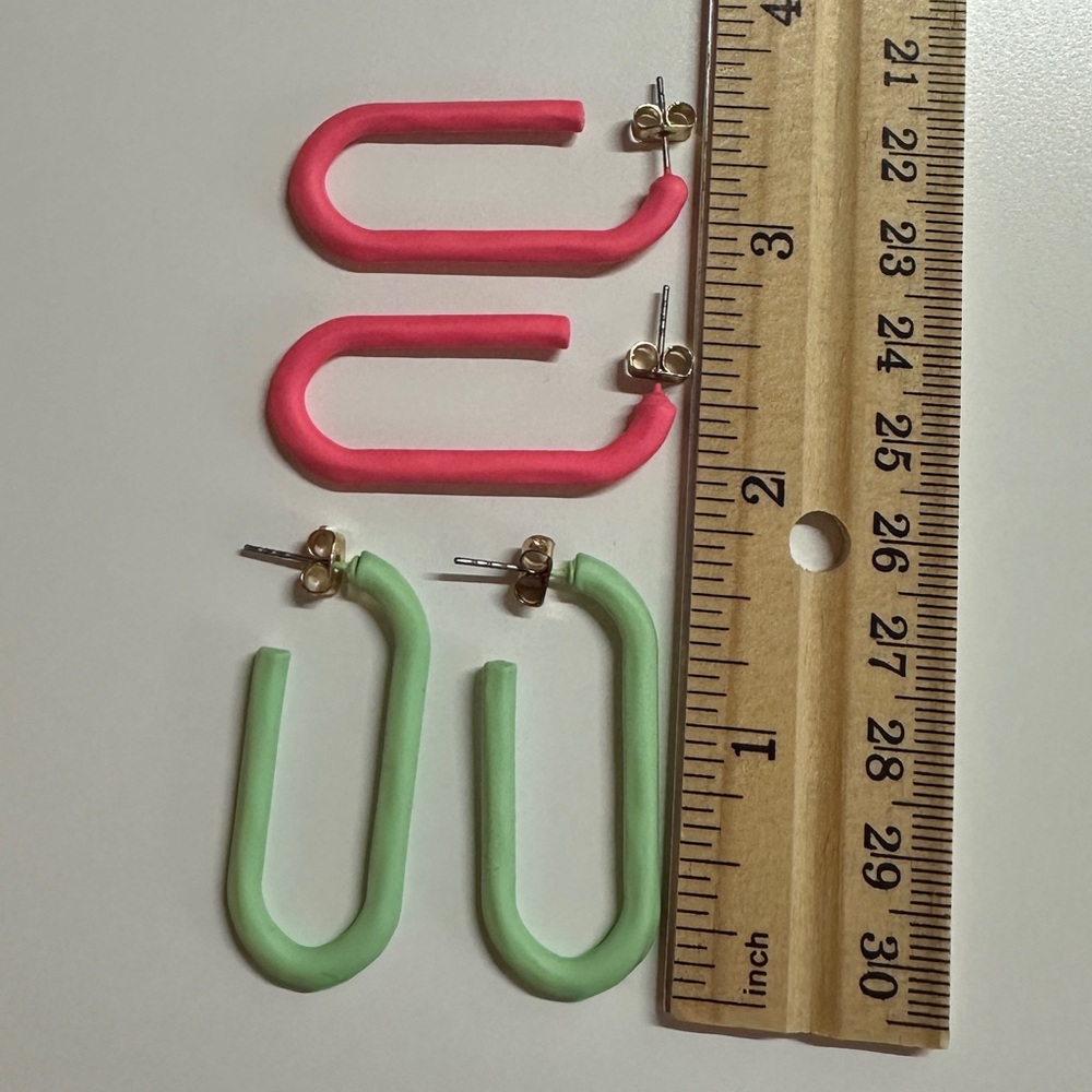 Pink and Green Hoop Earrings
